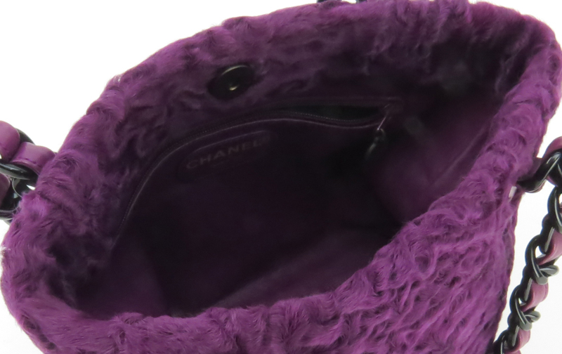 Chanel Purple Astrakhan Fur Small Tote.