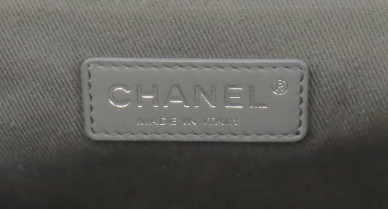 Chanel Gray Boy Flap Quilted Leather Bag.
