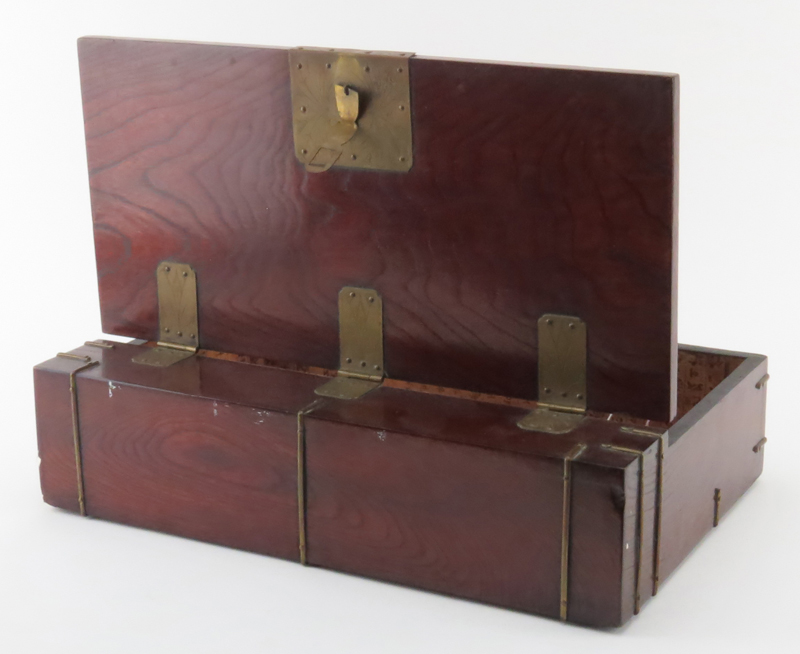 Chinese Ming Style Rosewood and Brass Mounted Box.
