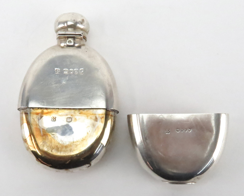 Antique W & G Neal Art Deco Sterling Silver Flask.