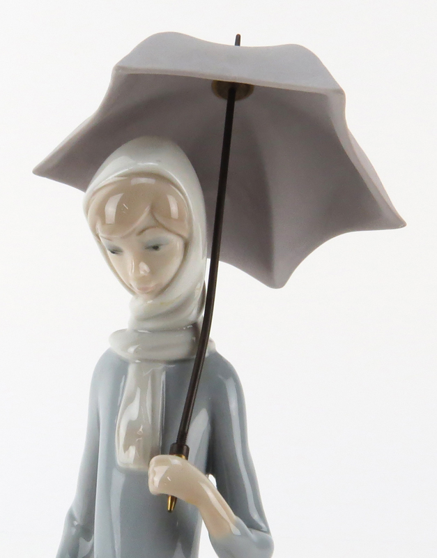 Lladro Girl with Umbrella  Porcelain Figurine.