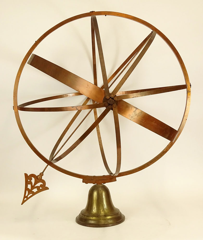 Large Vintage Seven (7) Ring Brass Sundial.