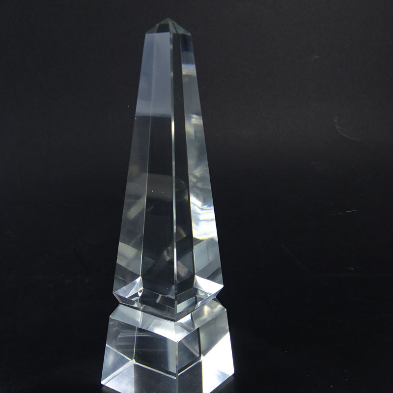 Two (2) Glass Prism Obelisks.