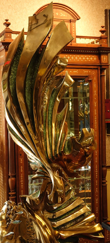 Monyo Mihailescu Nasturel, Romanian (B.1926) "Serenade-Opus 1" Bronze and Scattered Verdigris Patination Modern Sculpture. 
