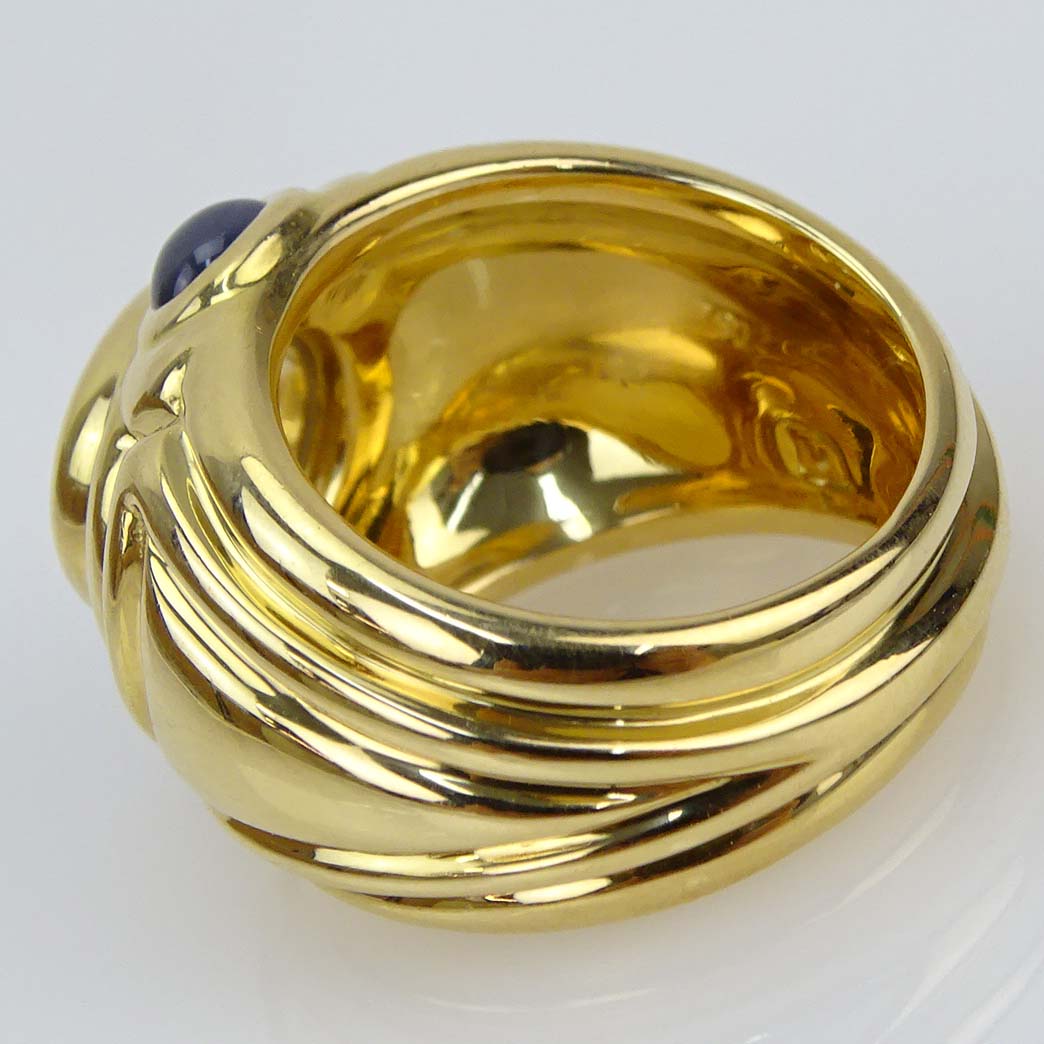 Chopard Happy Diamonds 18 Karat Yellow Gold, Diamond and Cabochon Sapphire Dome Ring. 