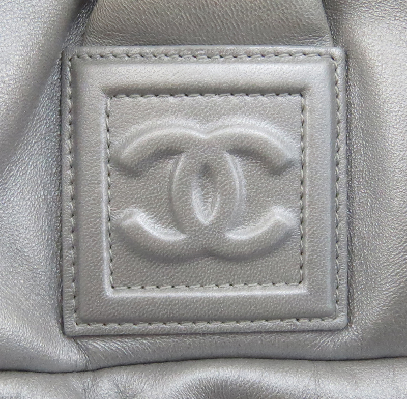 Chanel Metallic Silver-Tone Coco Cocoon Reversible Tote.