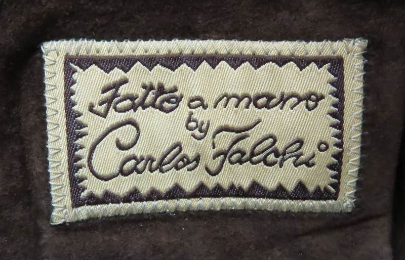 Carlos Falchi Brown "Fatto a Mano" Crocheted Bag. 