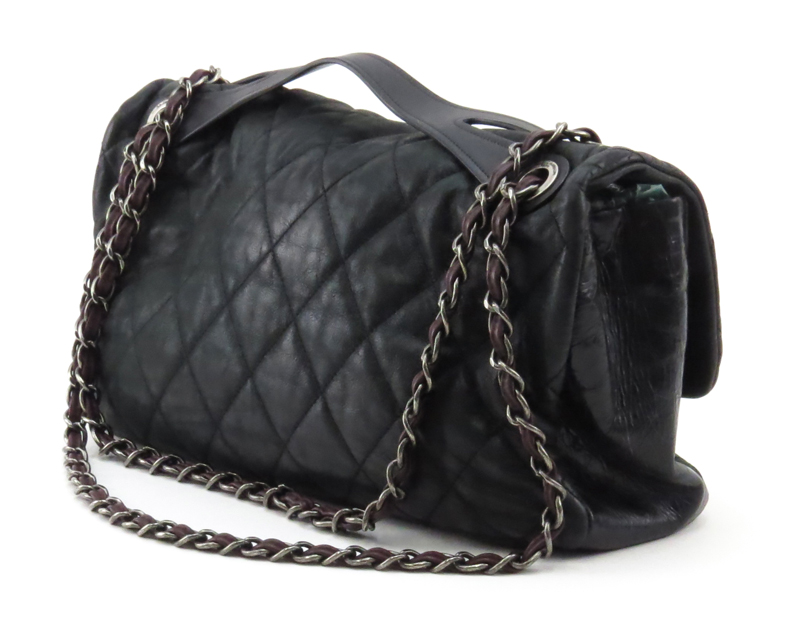 Chanel Dark Green And Black In The Mix Jumbo Flap Bag.