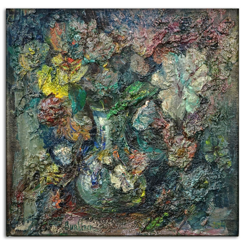 David Davidovich Burliuk, American/Ukrainian (1882-1967) Oil on Canvas, Abstract Still Life "Bouquet of Flowers".