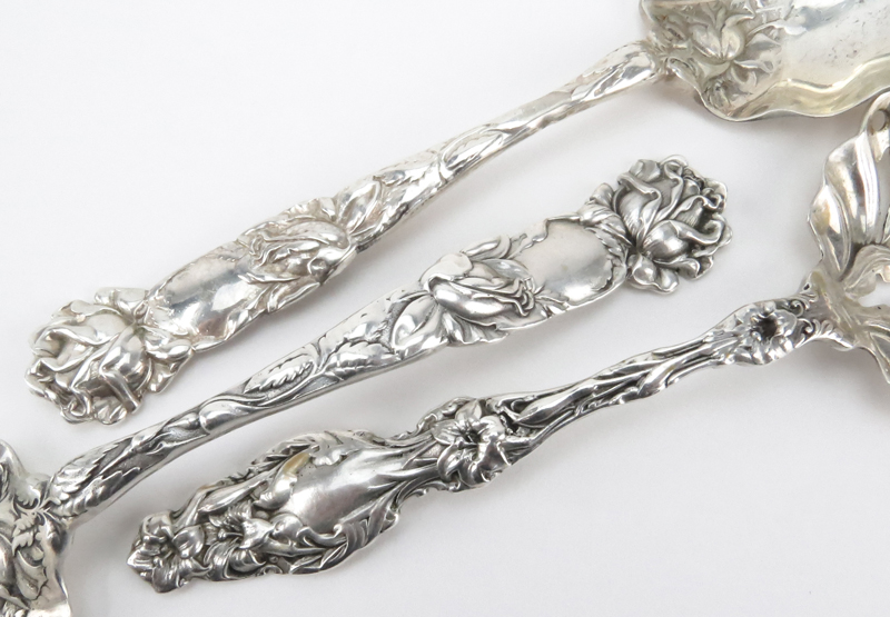 Collection of Three (3) Antique Art Nouveau RepoussÈ Sterling Silver Serving Pieces.