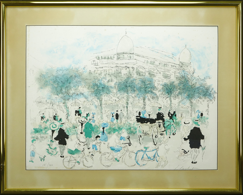 Urbain Huchet, French (B.1930) "French Scene" Color Lithograph Pencil Signed and Numbered 151/350. 