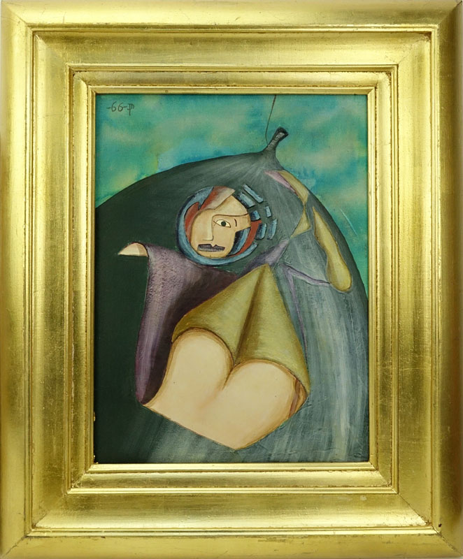 Contemporary Surrealist Oil On Canvas. Signed with initial cypher and dated '99 lower right.