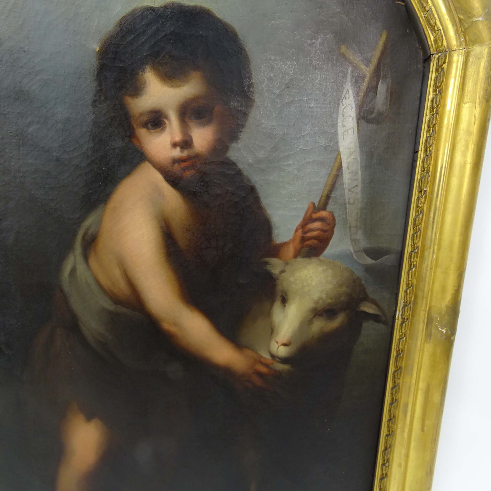 Late 18th or Early 19th Century Old Master Style "St. John the Baptist" Oil on Canvas Painting. 
