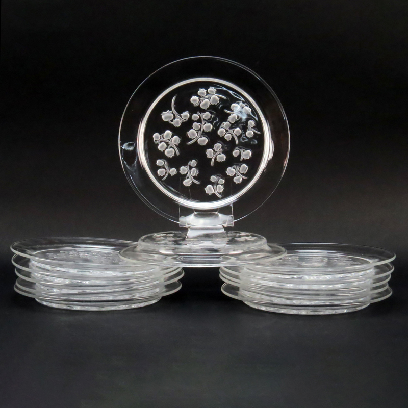Twelve (12) Lalique "Muguet" Crystal Plates.