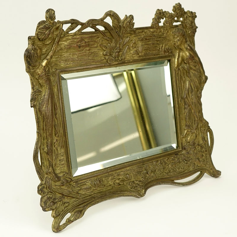 Art Nouveau Bronze Mirror.