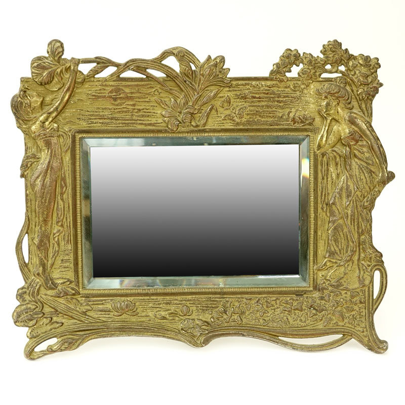Art Nouveau Bronze Mirror.