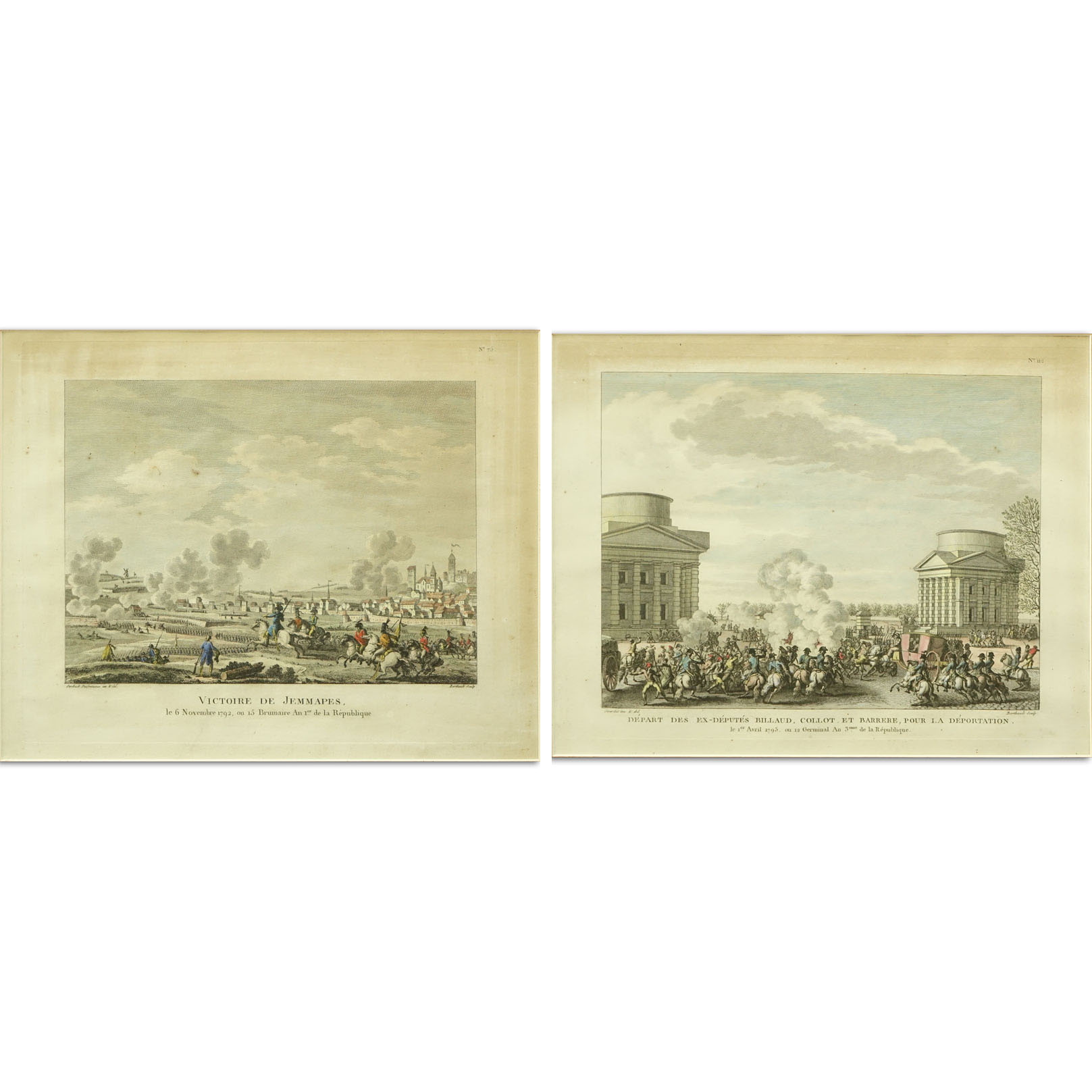 Grouping of Two (2) Antique French Colored Engravings.