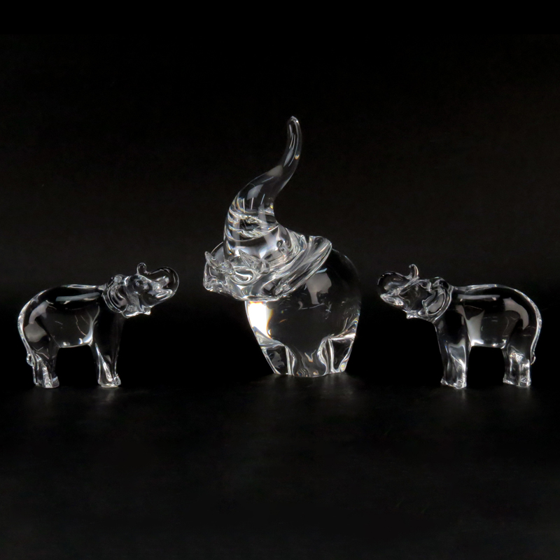 Three (3) Crystal Elephant Figurines.