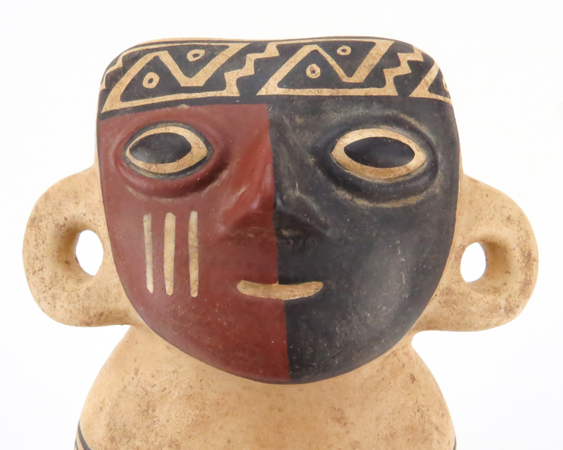 Inca Empire Polychrome Ceramic Fertility God Figurine.