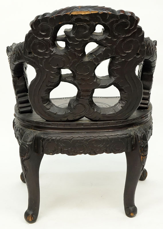 Antique Chinese Carved Hardwood Chair.