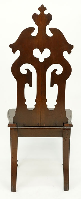 Late 19th Century English Gothic Style Mahogany Hall Chair.