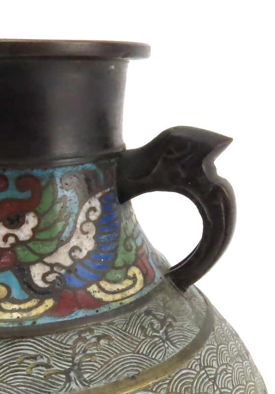 Antique Japanese ChamplevÈ Enamel Bronze Vase.