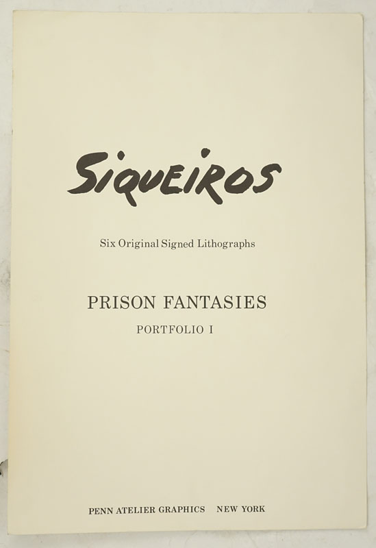 David Alfaro Siqueiros, Mexican (1896-1974) Color lithograph from the portfolio "Prison Fantasies" Porfolio 1. 