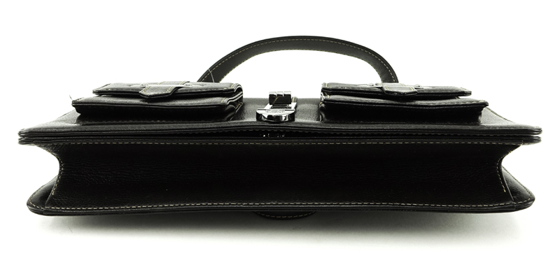 Chanel Long Double Pocket Brown Caviar Leather Handbag.