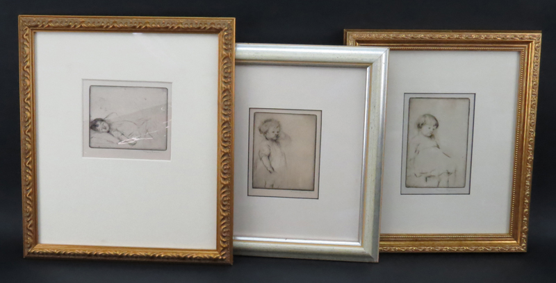 Collection of Three (3) Margery Ryerson, American (1886-1989) Etchings depicting Young Children. 