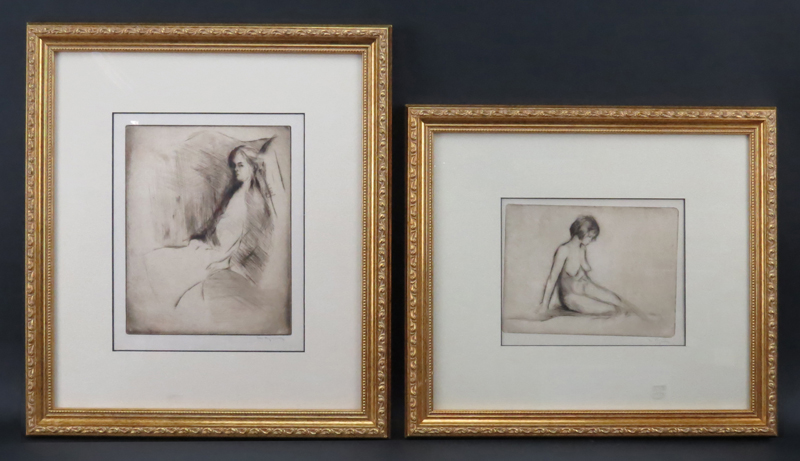 Collection of Two (2) Margery Ryerson, American (1886-1989) Etchings Depicting Young Nudes. 