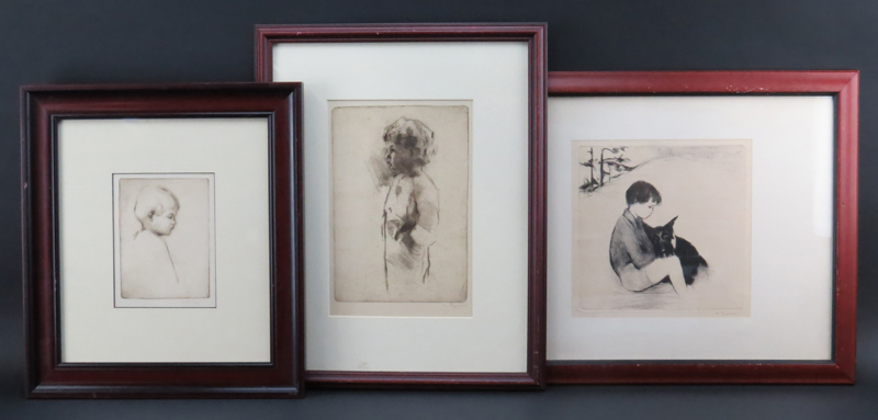 Collection of Three (3) Margery Ryerson, American (1886-1989) Etchings Depicting Young Boys. 