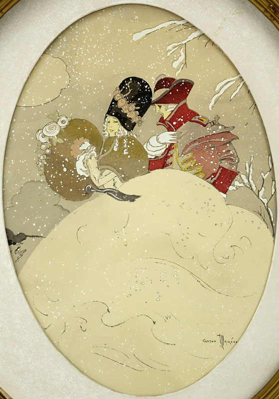 Gaston MarÈchaux, French (1872-1936) Lithograph with highlights "Snow Scene".