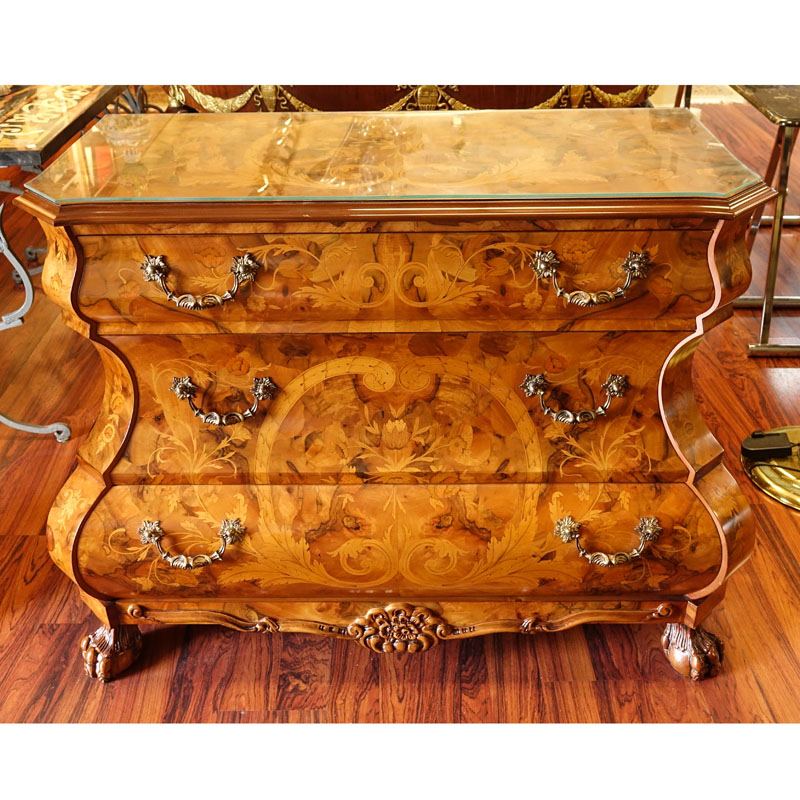 Modern Dutch Style Marquetry Inlaid Chest of Drawers.