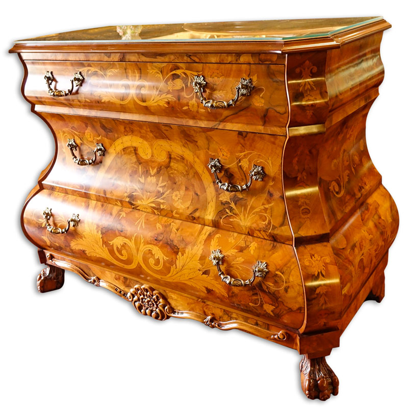 Modern Dutch Style Marquetry Inlaid Chest of Drawers.
