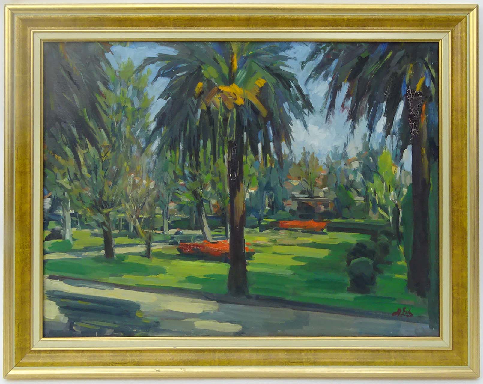 French School (20th Century) "Parc Monceau" Oil on Canvas 