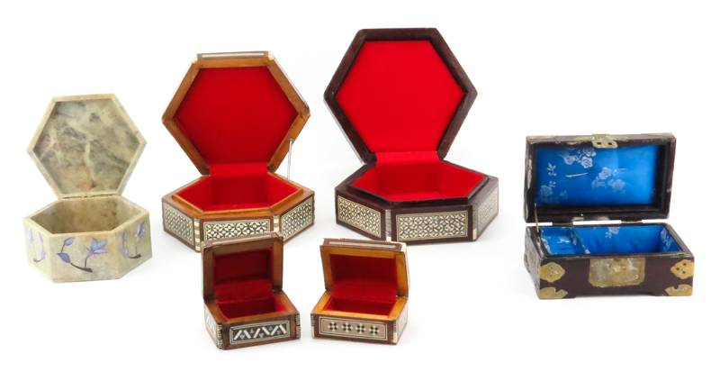 Grouping of Six (6) Vintage Jewelry Boxes.