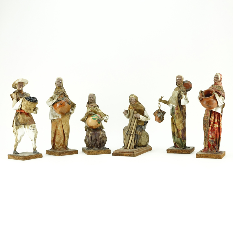 Collection of Six (6) Mexican Folk Art Paper Mache Figurines.
