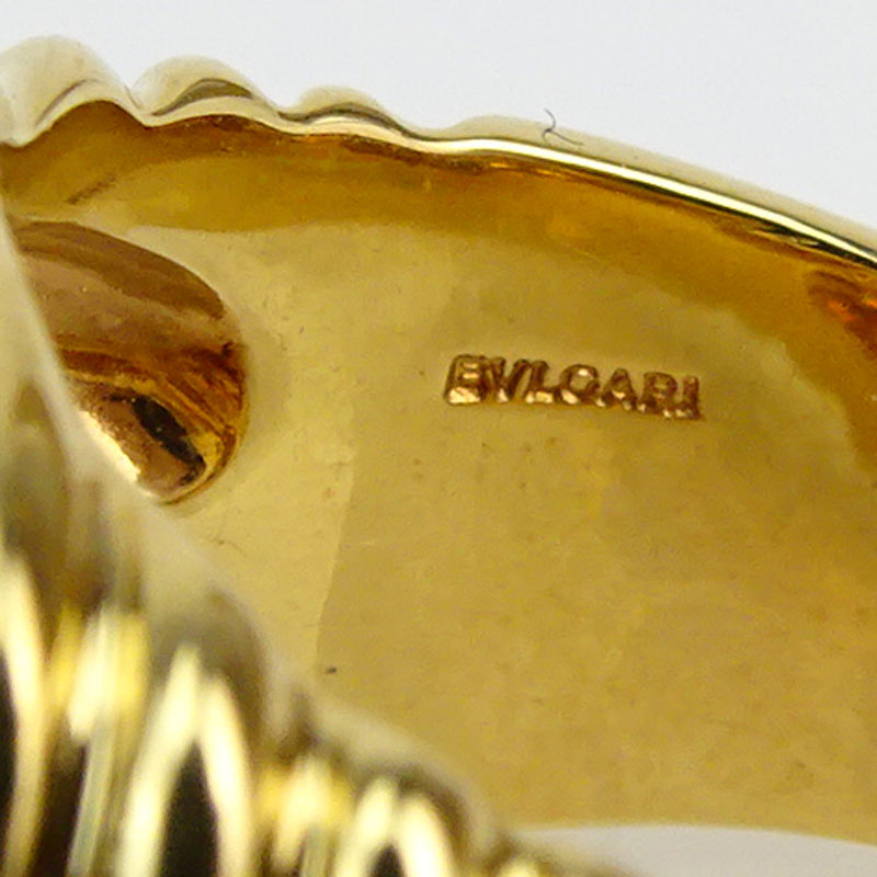 Bulgari Approx. 4.0 Carat Oval Cut Pink Tourmaline and 18 Karat Yellow Gold Double Stack Ring.