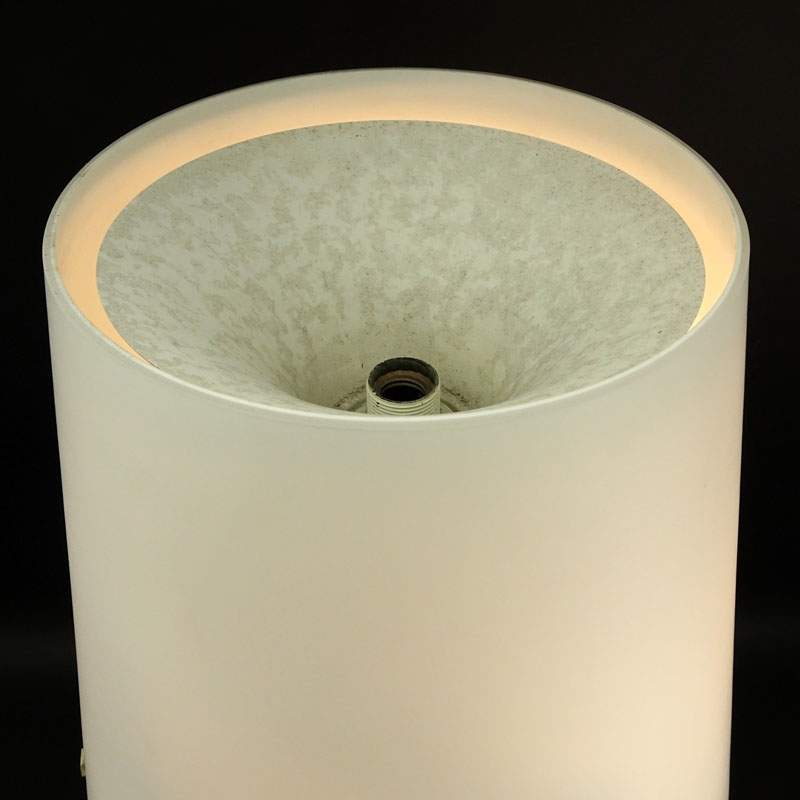Fontana Glass Table Lamp Designed by Max Ingrand For Fontana Arte. Frosted white glass shade and base on metal base.