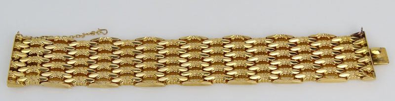 Vintage 18 Karat Rose Gold Wide Flexible Link Bracelet.