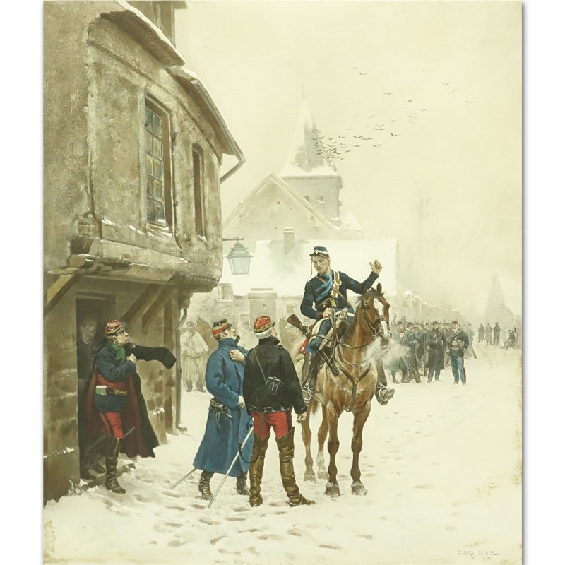After: Edouard Jean Baptiste Detaille, French (1848-1912) "L'Alerte" Color Photogravure. 