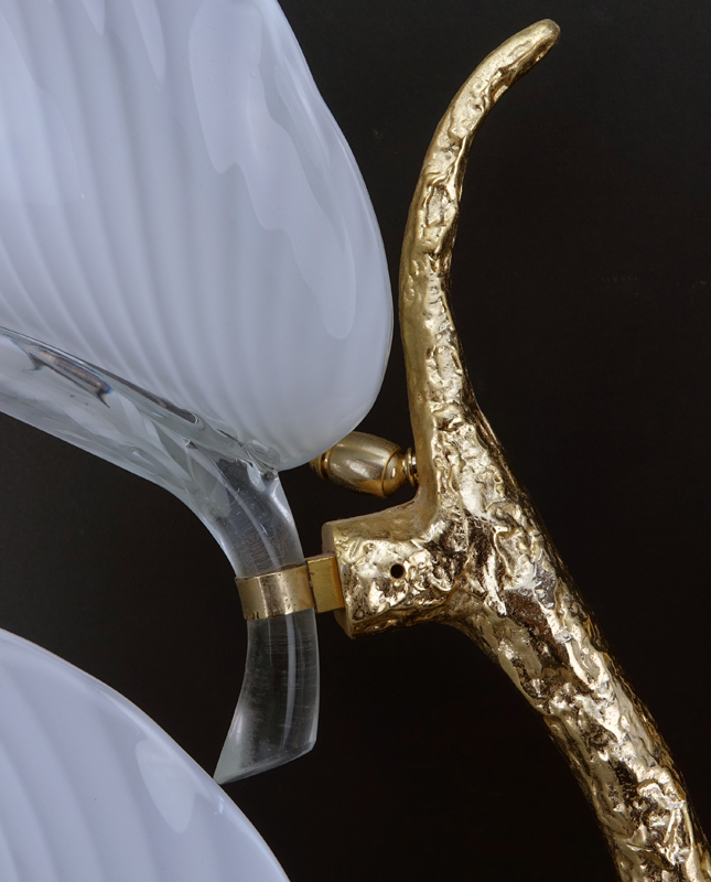 Mid Century Murano Italian Gilt Chrome and Glass Wall Sconce by Franco Luce.