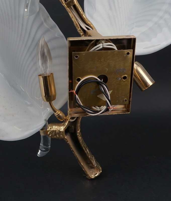 Mid Century Murano Italian Gilt Chrome and Glass Wall Sconce by Franco Luce.