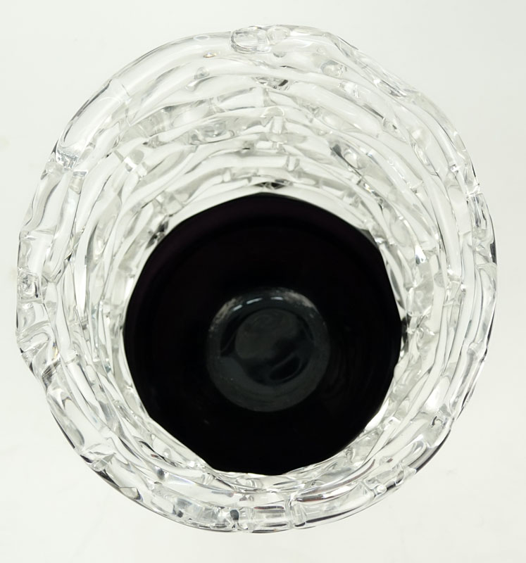 Ion Tamaian, Romanian (20th C) Large Art Glass Lattice Floor Vase. 