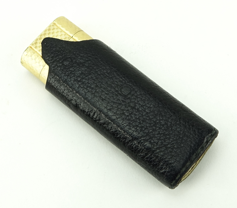 Circa 1960s Cartier Gold Plated Gas Lighter in Leather.