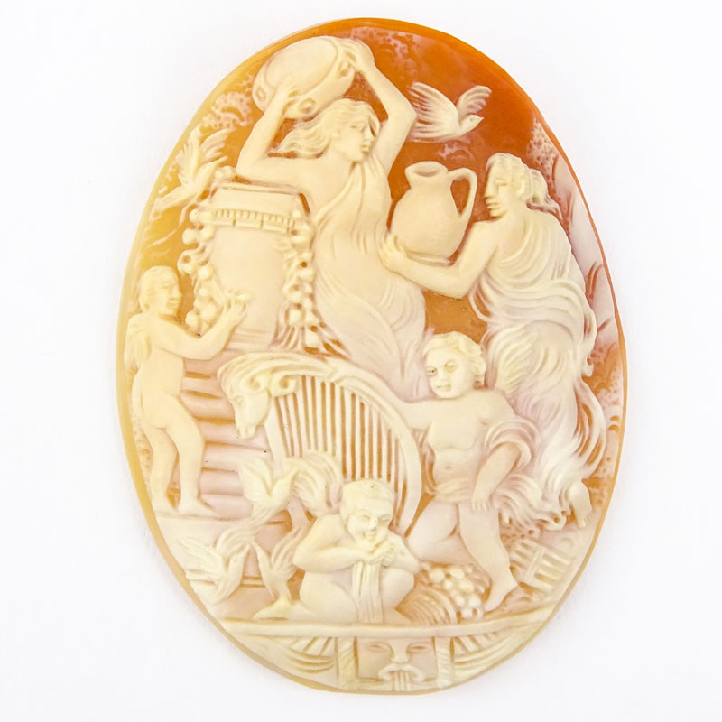 Fine Carved Antique Shell Cameo with Classical Scene.