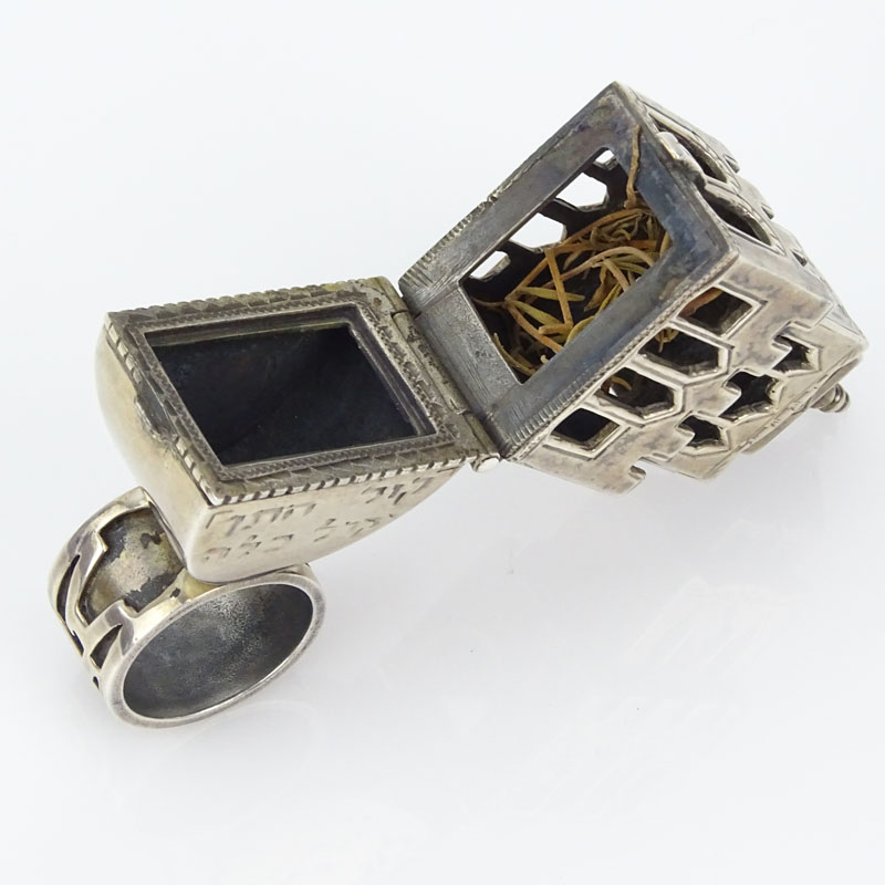 Antique Judaic Silver Spice Tower Ring.