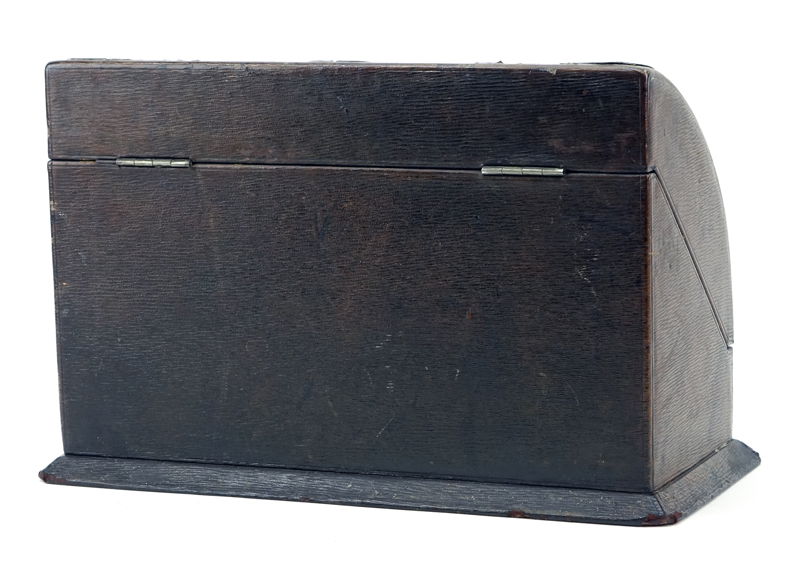 Early 19th Century English Leather and Silver Stationary Box.