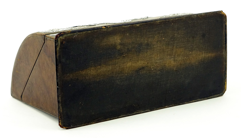 Early 19th Century English Leather and Silver Stationary Box.