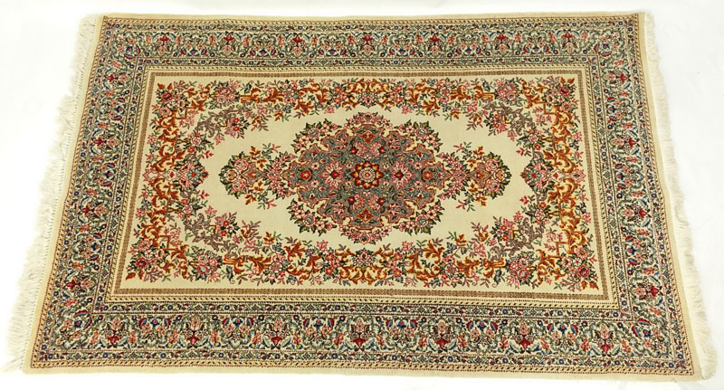 Semi-Antique Wool and Silk Rug.